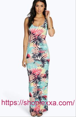 tropical print maxi dress
